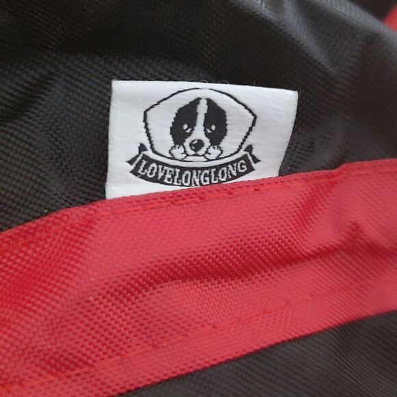 Live Long Long Dog Rain Coat w/ Hood red black Sz B-XL (beefy dogs bulldog etc) - Picture 4 of 4